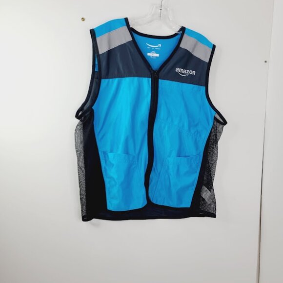 Amazon Men's Blue Black Luly Yang DSP High Visibility Work Vest Size L - Picture 2 of 6
